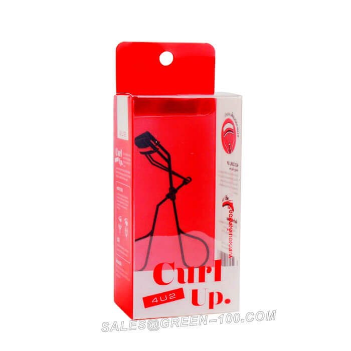 Transparent plastic folding carton for personal care eyelash curler