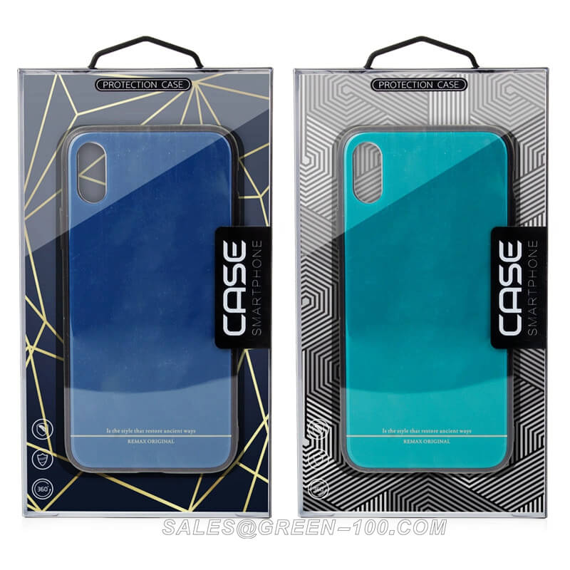 Paper card + transparent plastic box packaging for mobile phone case with hook