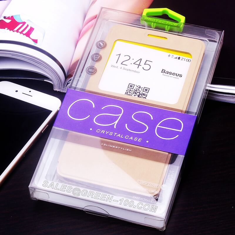Paper card + transparent plastic box packaging for mobile phone case with hook