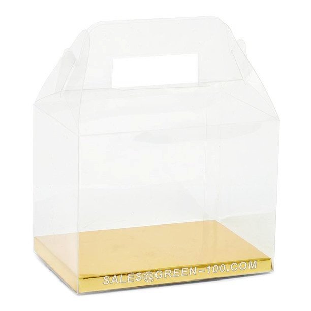 clear pvc boxes with flat gold bottom