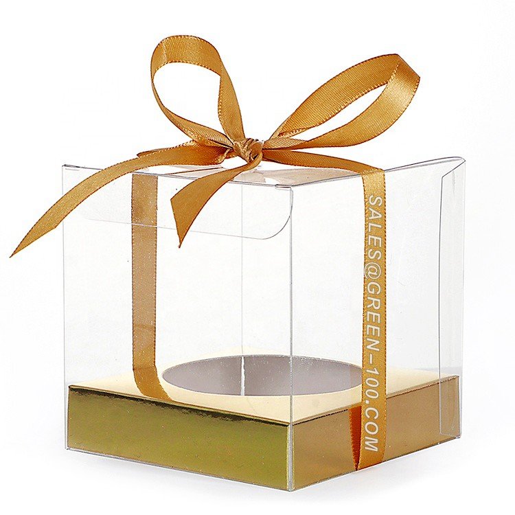 clear pvc boxes with flat gold bottom