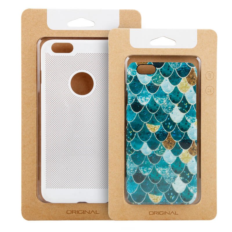 Kraft paper brown red black mobile phone case compostable packaging box