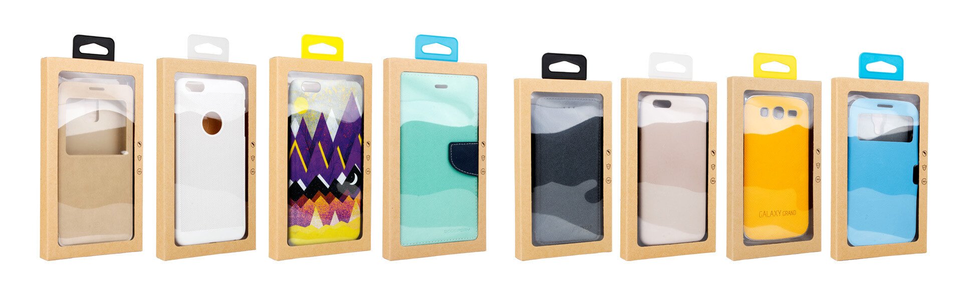 Sticker plus brown kraft paper mobile phone case with window packing box