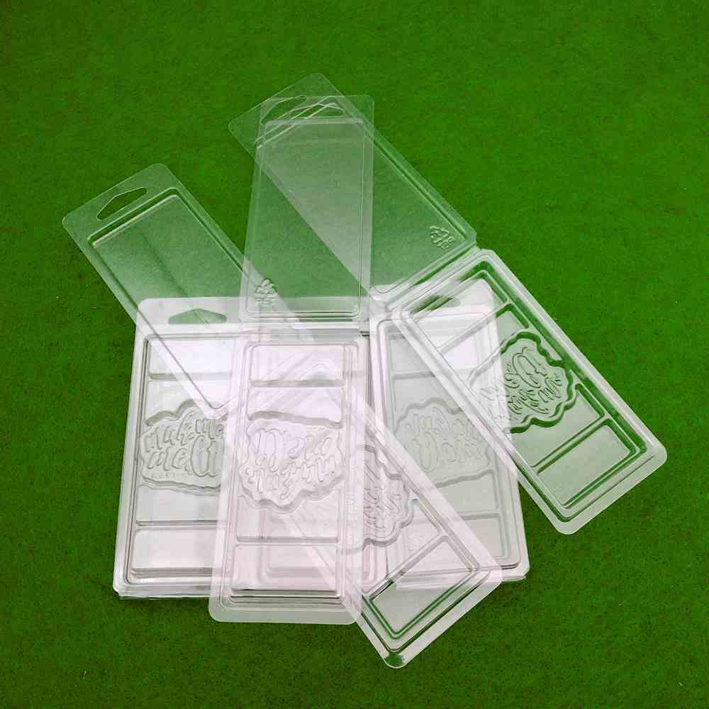 Custom Brand Logo 5 Cells Snap Bar Wax Melts Clamshell Containers Mold for Tarts Wax Melt Candles