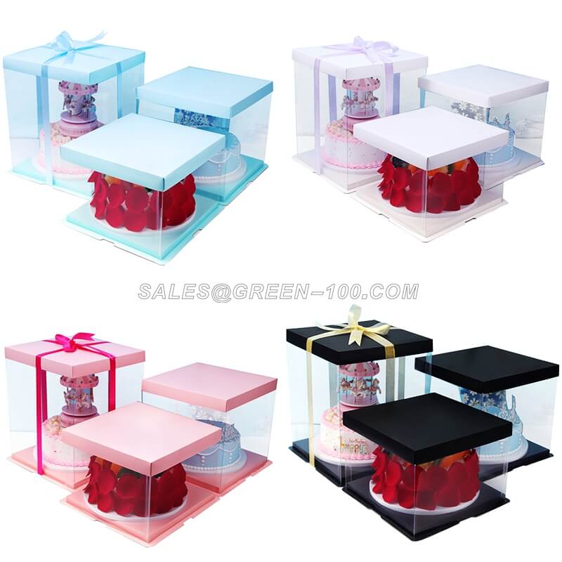 Transparent cake packaging container