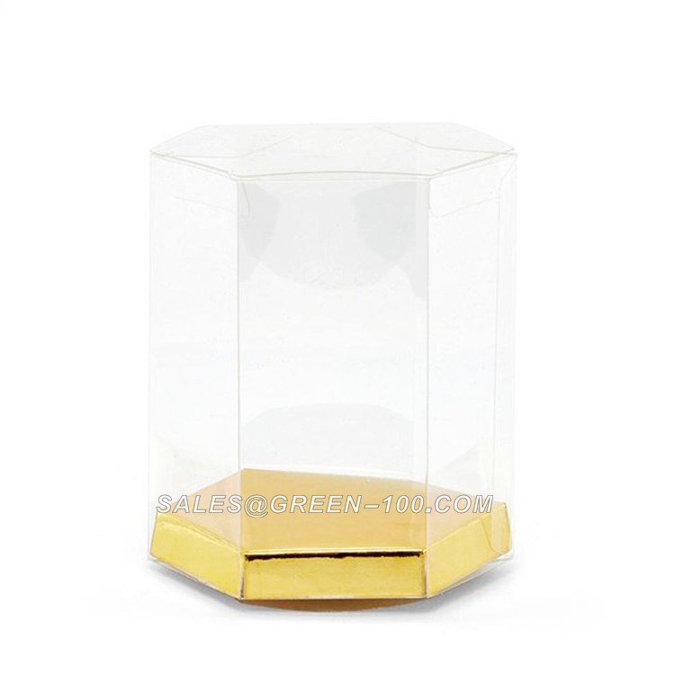 clear pvc boxes with flat gold bottom